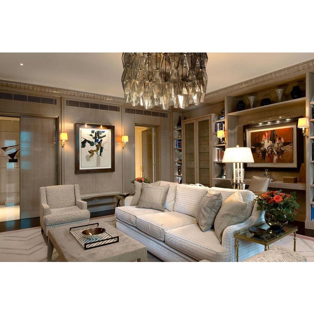 1990s Modern Grey Smoke Poliedri Murano Glass Chandelier, 1990 For Sale - Image 5 of 12