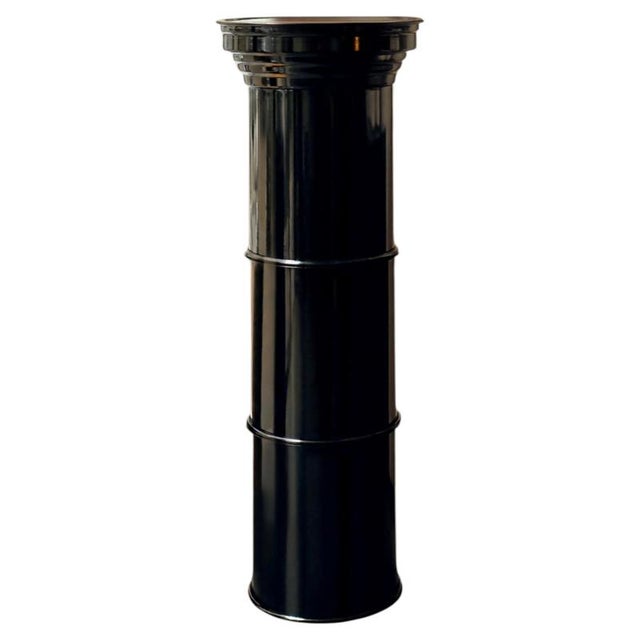 Metal Rl 11 Cylindrical Pedestal in Licorice Glossy Varnished Aluminum by Caspal For Sale - Image 7 of 7
