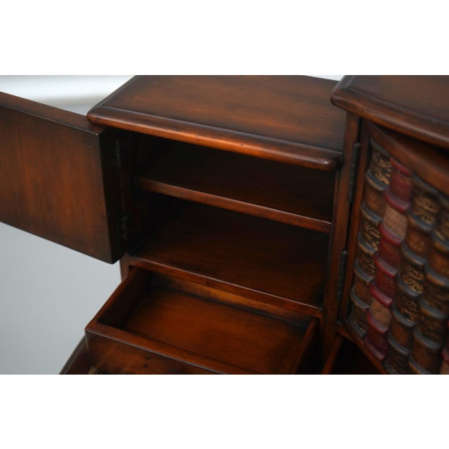 1990s Theodore Alexander Leather Top Mahogany Faux Book Desk For Sale - Image 5 of 18