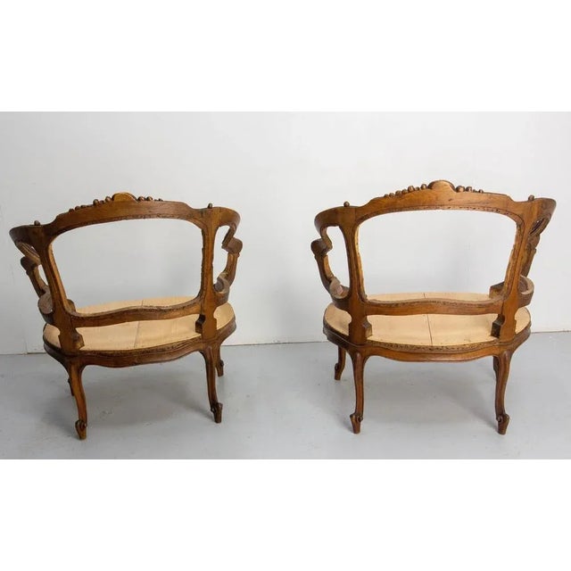 Set of Louis XV French 19th Century Revival Open Armchairs in Cane For Sale - Image 5 of 13