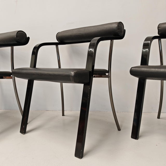 Vintage Black Armchairs with Armrests, 1980s, Set of 4 For Sale - Image 17 of 18