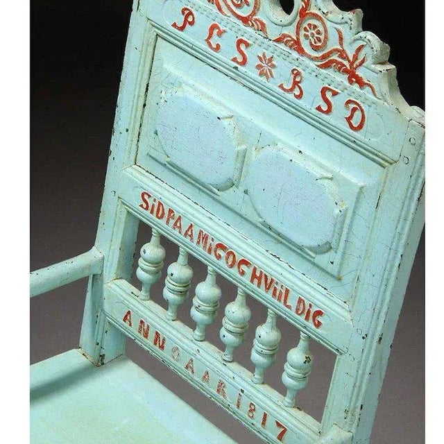 Danish Lars (Hugger) Pedersen Folk Art Painted Birch Armchair For Sale - Image 9 of 10