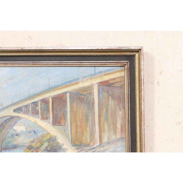 Swedish Painting of Bridge Over Water, 1950 For Sale - Image 11 of 12