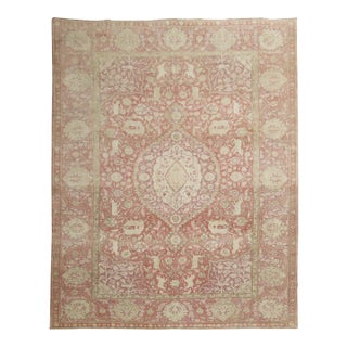 Early 20th Century Zabihi Collection Animal Motif Rose Lavender Turkish Room Size Rug - 9'11" x 12'10" For Sale