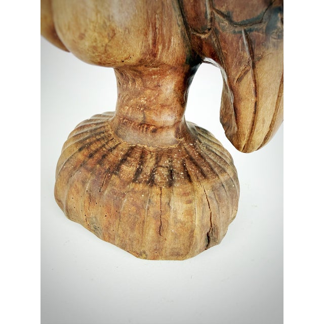 1950s Americana Hand-Carved Wood Eagle Sculpture Folk Art For Sale - Image 5 of 12
