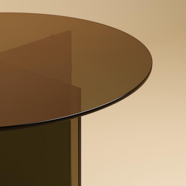 Contemporary Round Dining Table in Bronzed Glass by Lebanto For Sale - Image 3 of 4