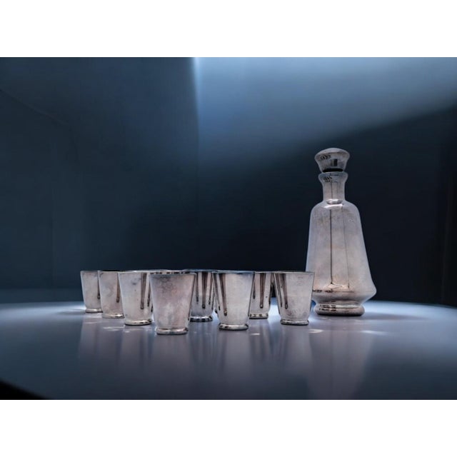 Hollywood Regency Decanter and Shot Glasses in Murano Glass and Silver from Manifattura Di Murano, 1930s, Set of 13 For Sale - Image 3 of 6