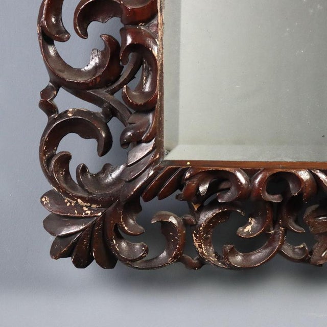 Wood Early 20th Century Baroque Lacquered Wood Mirror, Italy For Sale - Image 7 of 10