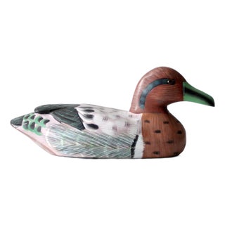 Vintage Hand-Painted Wood Duck For Sale