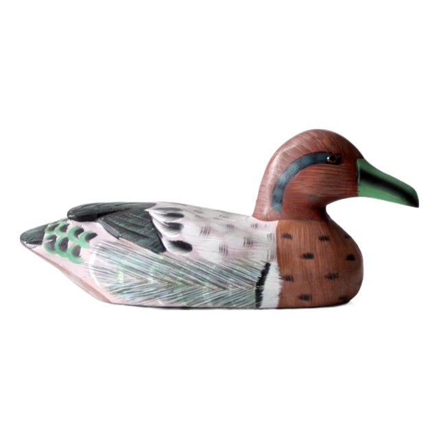 Vintage Hand-Painted Wood Duck For Sale