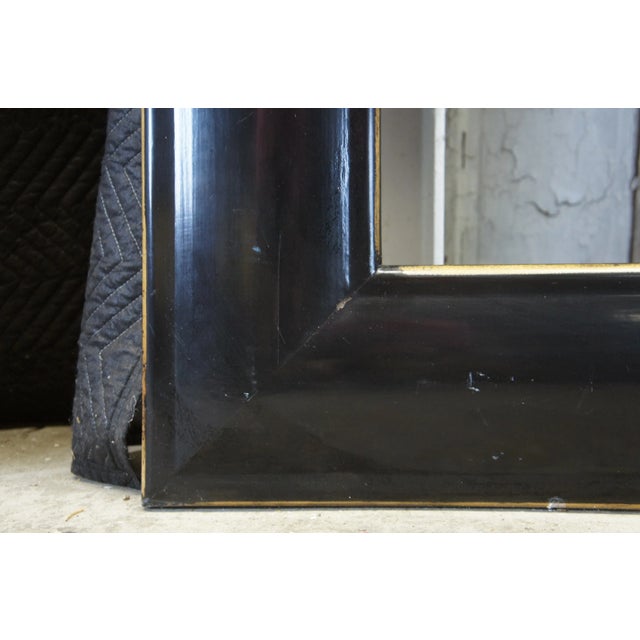 Vintage Monumental Black & Gold Painted Wood Floor Wall Artwork Picture Frame For Sale - Image 10 of 13