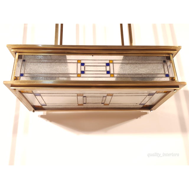 Vintage Monumental Mission Arts and Crafts Prairie Frank Lloyd Wright Chandelier 36" X 36" For Sale - Image 12 of 12