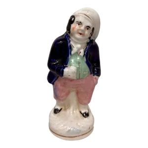 Small Antique Staffordshire Porcelain Figurine of an Englishman in Period Dress - Circa 1875