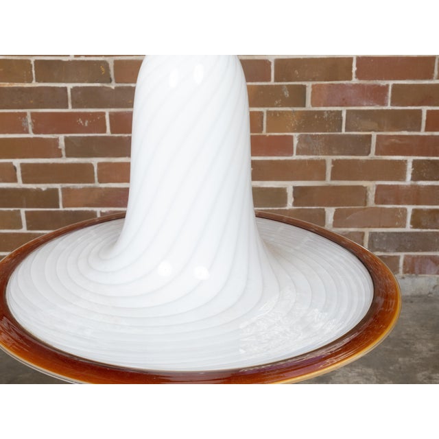 White Mid 20th Century Italian Mid Century Modern Murano Glass White Light Fixture with Twirling Motifs, Wired For Sale - Image 8 of 11
