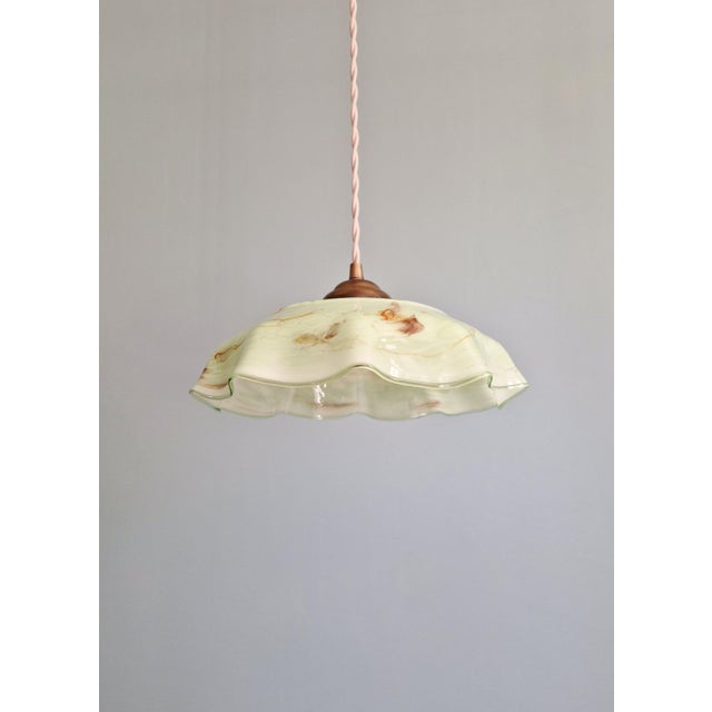 Art Deco Pendant Light in Green Marbled Opaline Glass, 1920s-1930s For Sale - Image 10 of 12