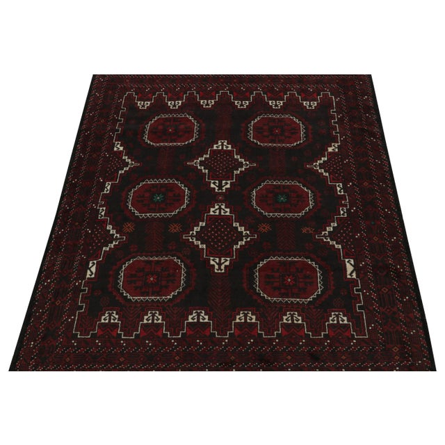 Tribal Rug & Kilim’s Baluch Tribal Rug in Burgundy With Geometric Patterns For Sale - Image 3 of 8