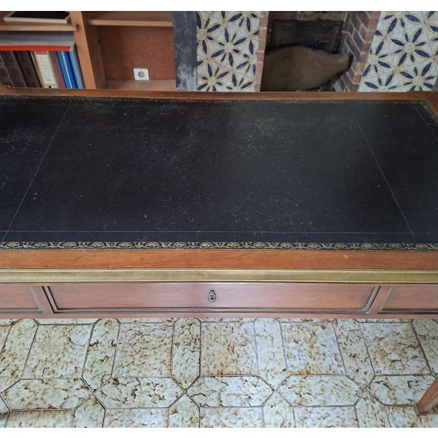 Large Parisian Flat Center Desk with Pull-Out Drawers, 1800s For Sale - Image 6 of 10