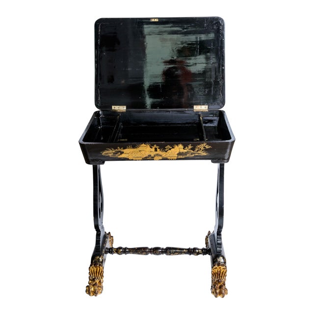 Exceptional 19th Century Chinoiserie Lacquer Work Table For Sale In West Palm - Image 6 of 14