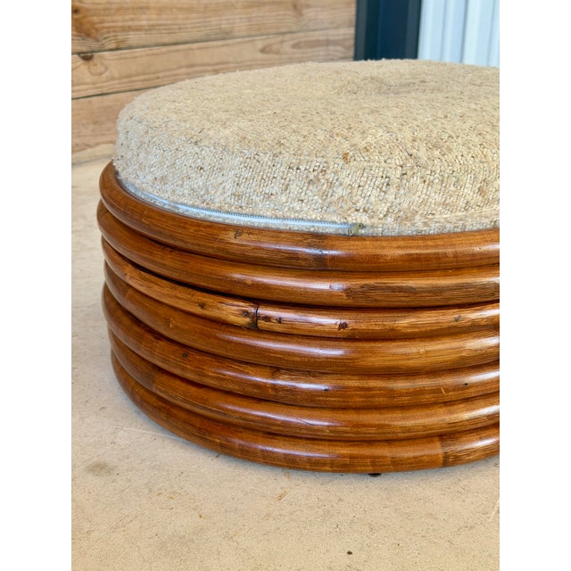 Vintage Restored Stacked Bent Rattan Ottoman or Footstool Manner of Paul Frankl For Sale - Image 9 of 12