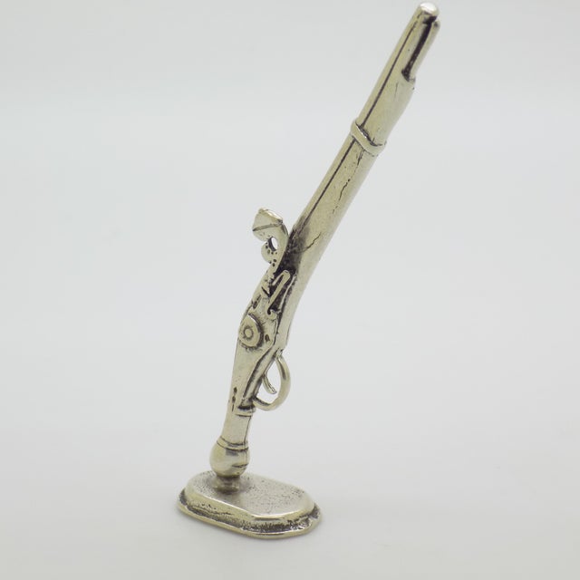 Vintage Italian Handmade Genuine Silver Rifle Figurine on Pedestal, Italy, 1970s For Sale - Image 3 of 10