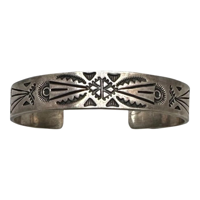 1990s Sterling Silver Cuff Bracelet by Hopi Lucian Koinva For Sale