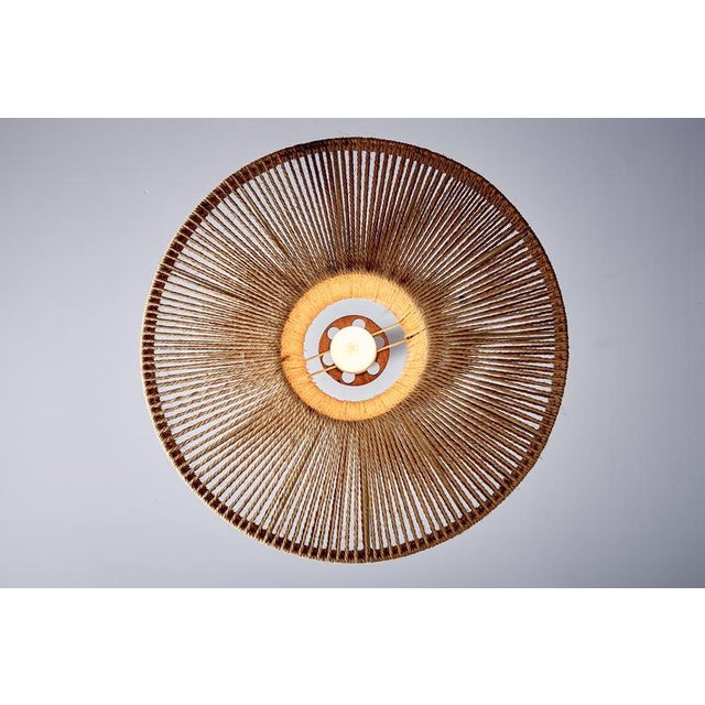 UFO Disc Pendant with Teakwood Centerpiece from Temde Leuchten, Germany, 1970s For Sale - Image 11 of 17