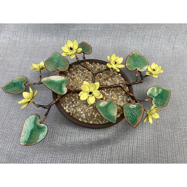 Asian Vintage Enamel Potted Floral Arrangement For Sale - Image 3 of 12