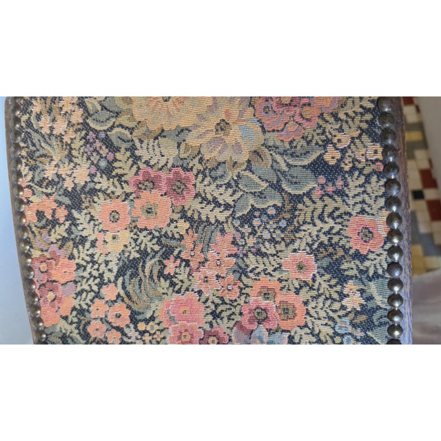 Vintage French Floral Folding Footstool, Upholstered Rocking Footrest, 3 Position Wooden Stool, Tapestry Fabric Living Room Decor For Sale - Image 11 of 14