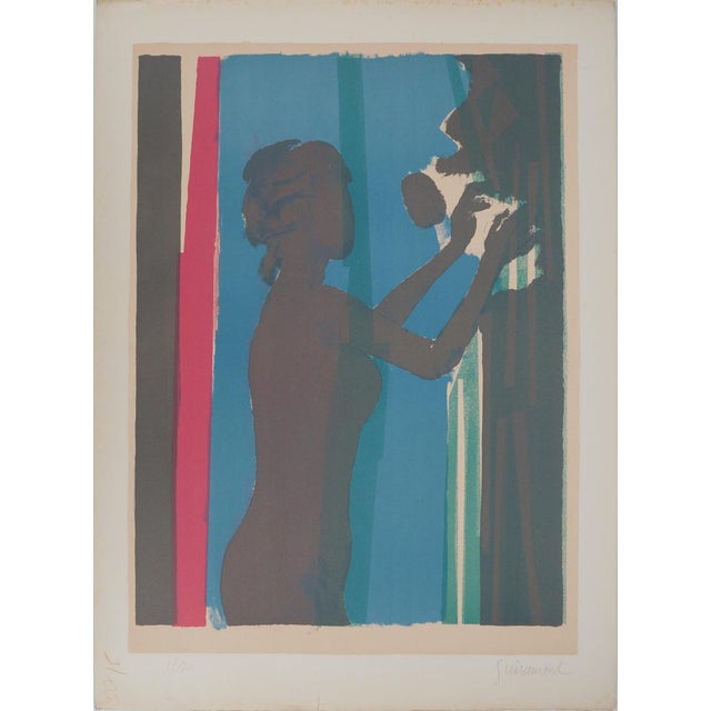 Paul Guiramand, Young Woman Picking Fruit, 1960-70, Original Lithograph For Sale - Image 8 of 8