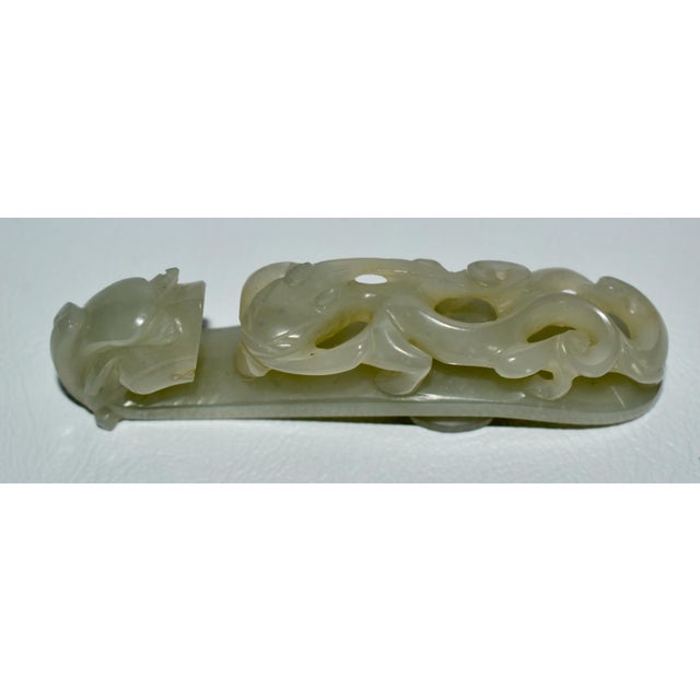 Antique Chinese Green Jade Dragon Belt Hook For Sale - Image 4 of 13
