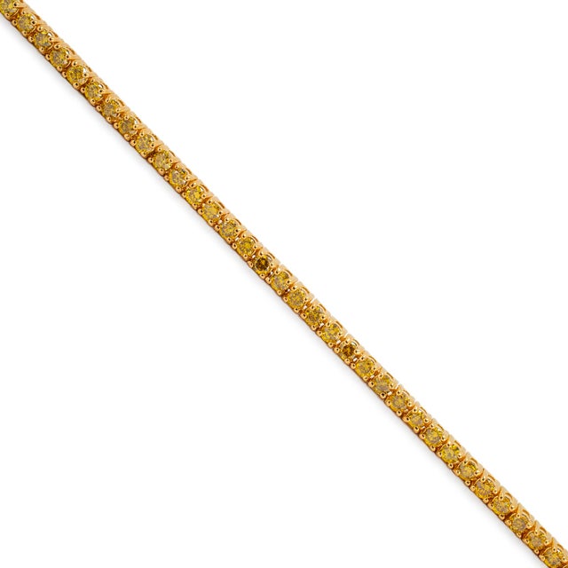 Modern 10k Yellow Gold Yellow Diamond Tennis Chain Necklace For Sale - Image 3 of 5