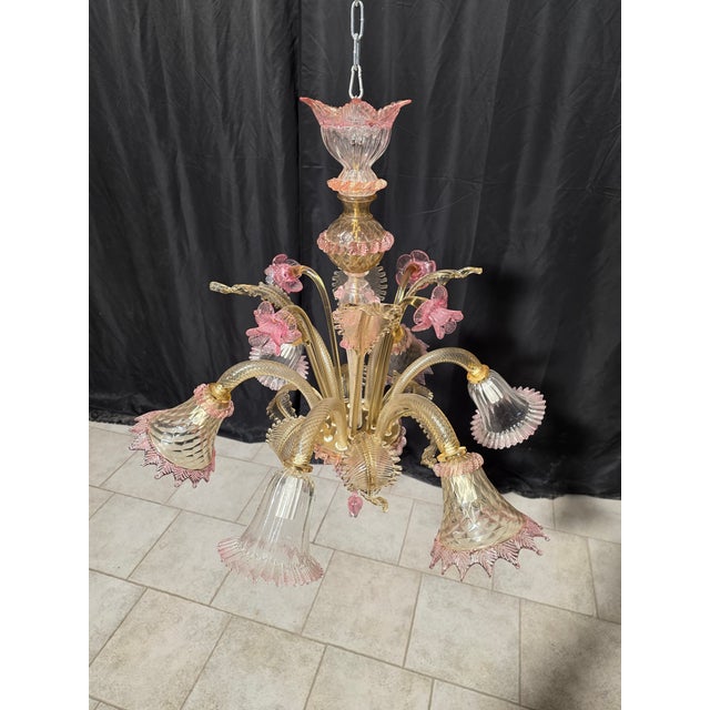 Glass Murano Chandelier, 1980s For Sale - Image 7 of 13
