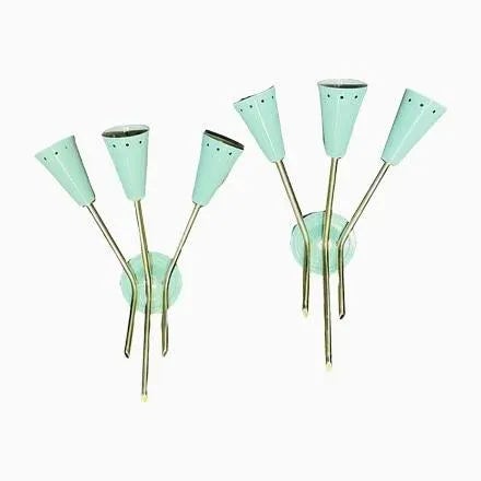 Brass & Cones Wall Light, 1950s For Sale - Image 12 of 12