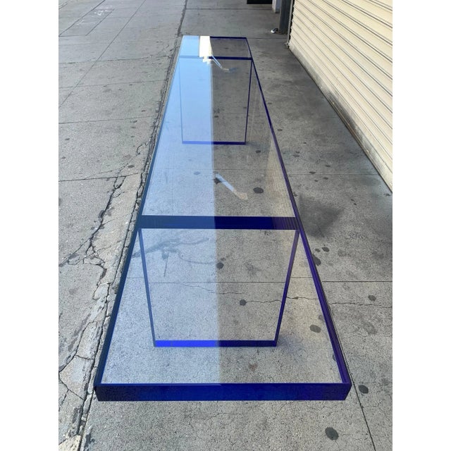 Early 21st Century Amparo Calderon Tapia Custom Deep Blue & Clear Lucite Bench For Sale - Image 12 of 12
