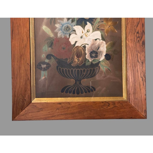 Victorian Antique Victorian Rosewood Framed Floral Still Life Watercolor Painting For Sale - Image 3 of 10