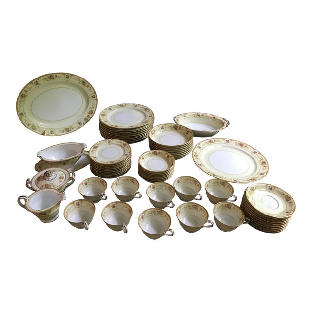 Vintage Noritake Allure China Dinnerware, Set for 10 , Total 62 Pieces For Sale