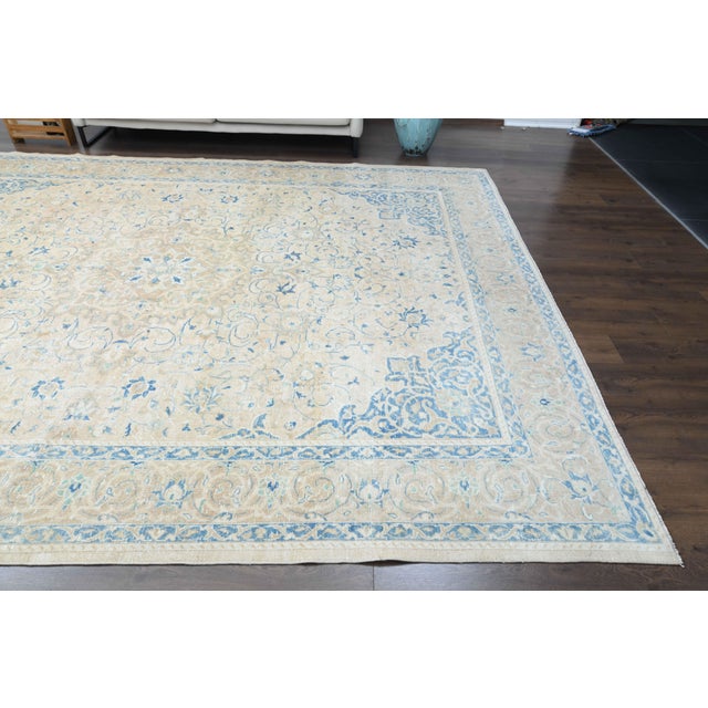 1970s Vintage Persian Handmade Wool Cotton Beige Area Rug For Sale In San Francisco - Image 6 of 11