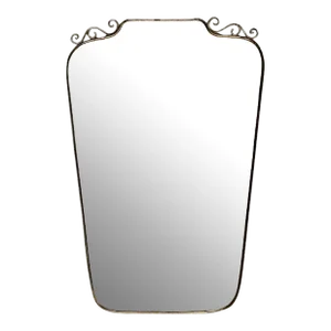 Gio Ponti Attr, Italian Mid-Century Modern, Wall Mirror, Patinated Brass, 1950s