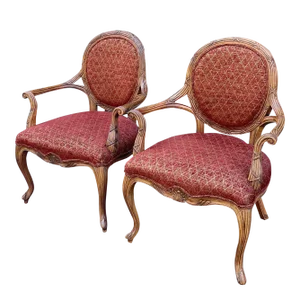 21st Century Fairfield Chair Louis XV Occasional Chairs With Faux Pencil Reed Frames - a Pair