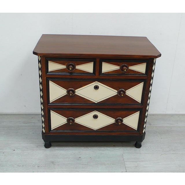 Chest of Drawers in Dark Nutwood and Ivory White, 1900s For Sale - Image 4 of 7