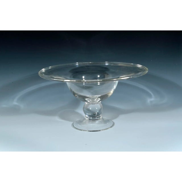 Pair Glass Footed Compotes, Circa later/mid-20th Century. These wonderful footed deep glass bowls with a lovely steel-blue...