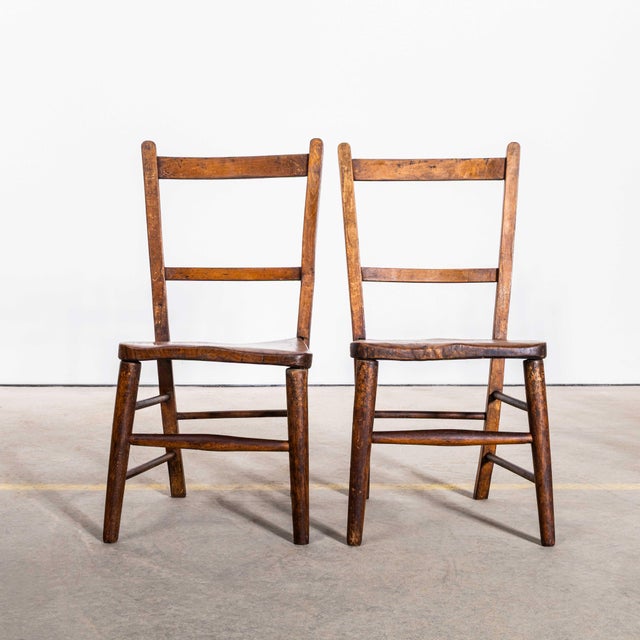 : 1940’s English Solid Ash And Elm Children’s Chapel Chairs – Set Of Five. England has a wonderfully rich heritage for...