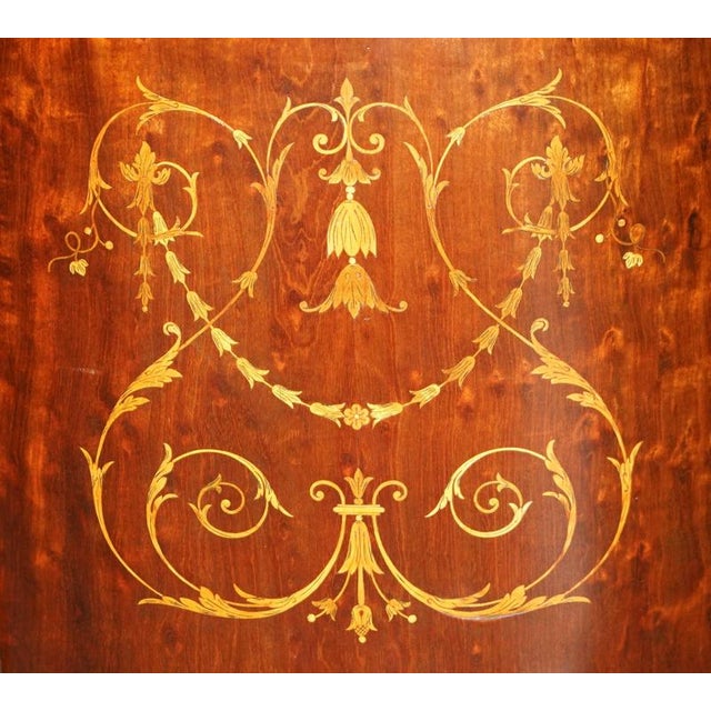 Victorian Marquetry Inlaid Hardwood Kidney Library Desk For Sale - Image 18 of 18