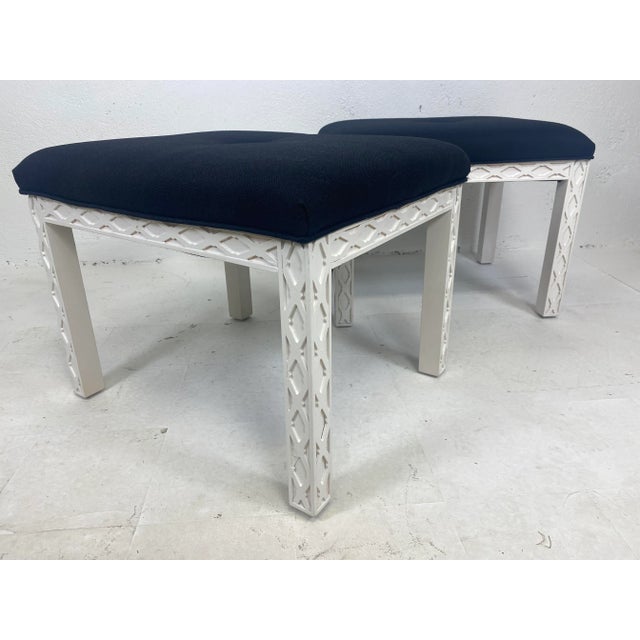 Handsome Chippendale Style Upholstered Benches/A Pair For Sale - Image 12 of 12