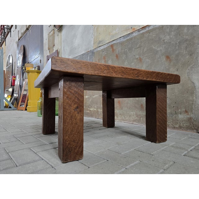 Large Mid-Century Modern Square Oak Coffee Table, 1970s For Sale - Image 6 of 13