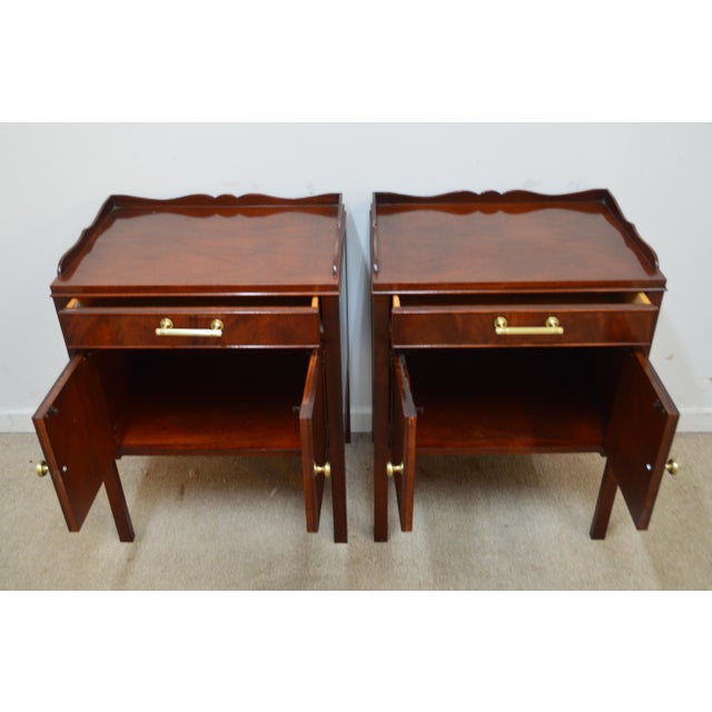 Late 20th Century Baker Mahogany Nightstands a Pair For Sale - Image 10 of 12
