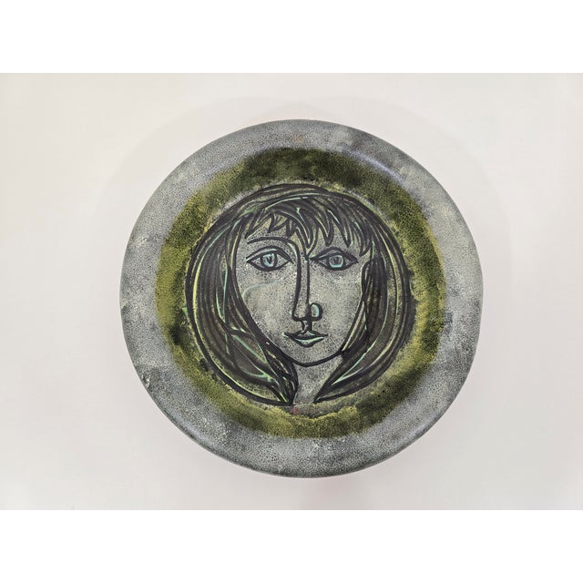 Decorative Dish with Female Face by Le Tignard for Accolay, France, 1970s For Sale - Image 10 of 10