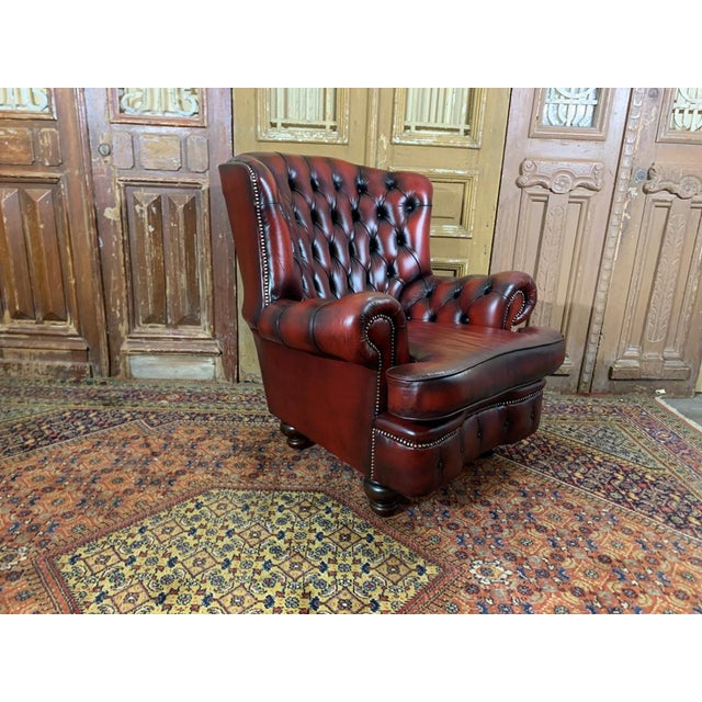 Vintage Mid-Century English Leather Chesterfield Monks ...