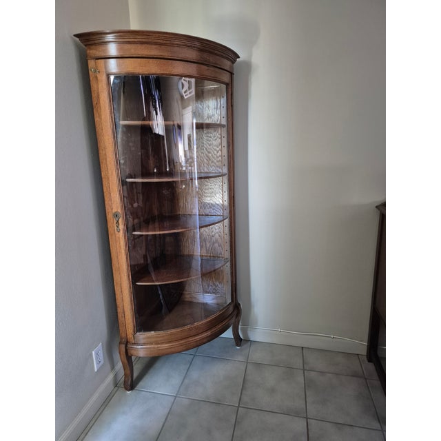 Antique Oak Corner Curio Cabinet For Sale - Image 4 of 13
