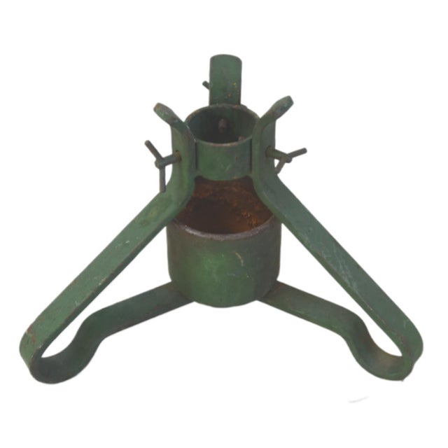 Mid 20th Century Vintage Iron Metal Green Christmas Tree Stand For Sale - Image 5 of 5